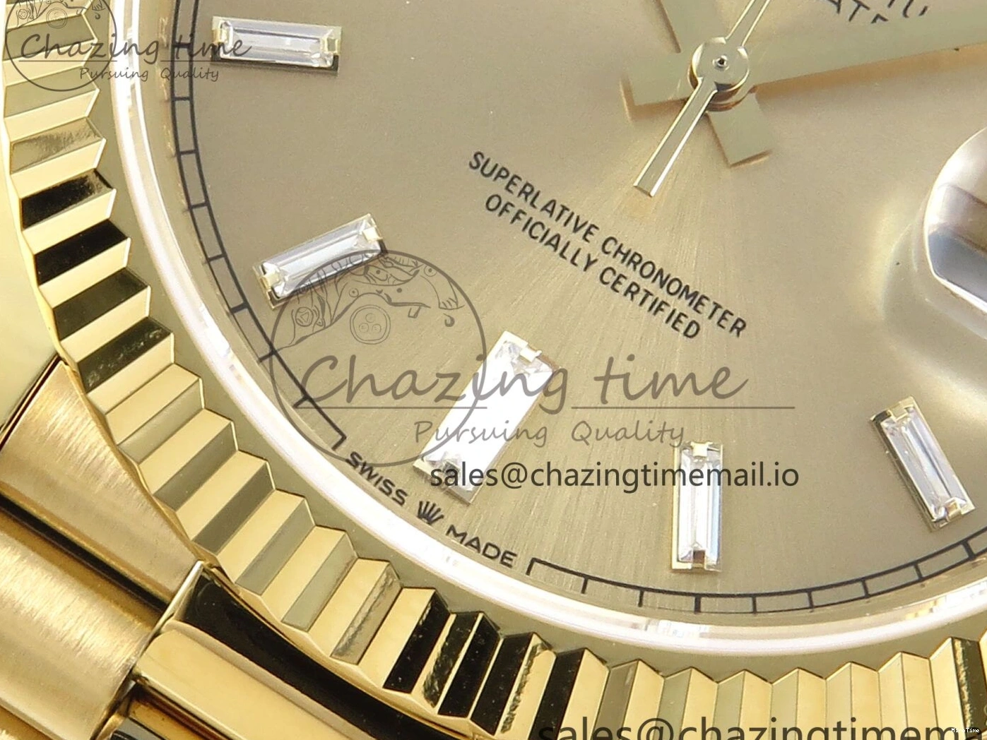 MiroTime 0129 Contemporary Day Date 128238 36mm YG KF 1:1 Best Edition YG Crystal Dial On President Bracelet A2836 (Gain Weight) 646